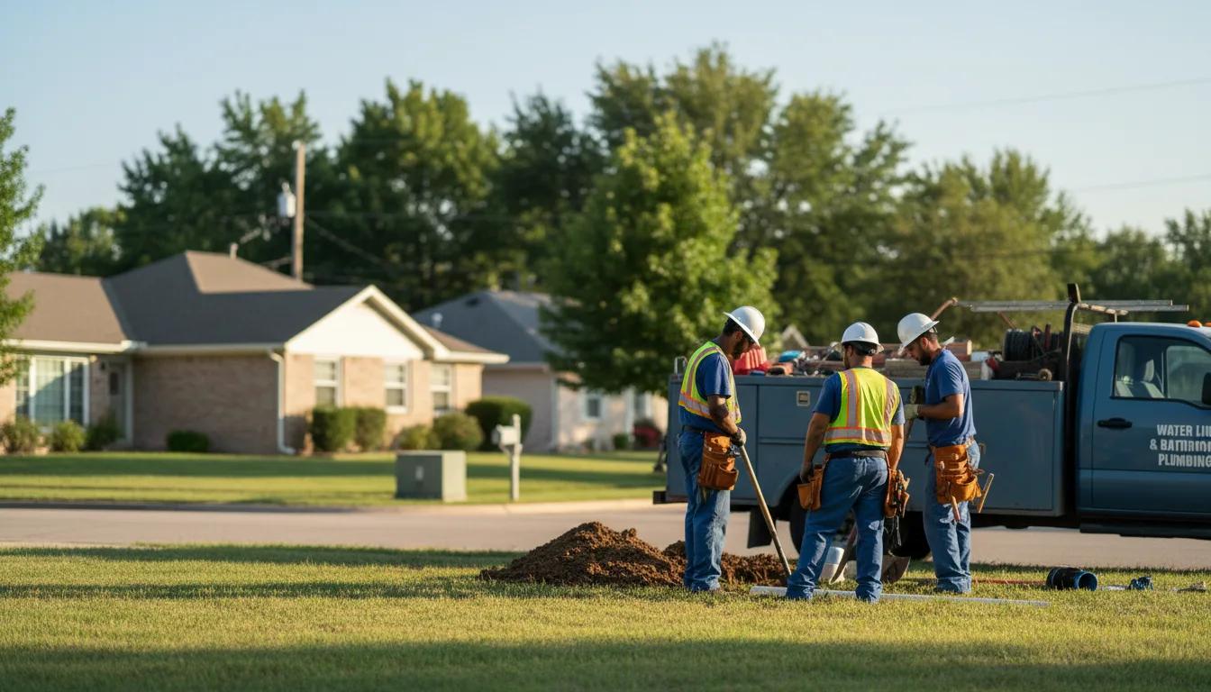 Residential water line and bathroom plumbing service in Tatums, OK